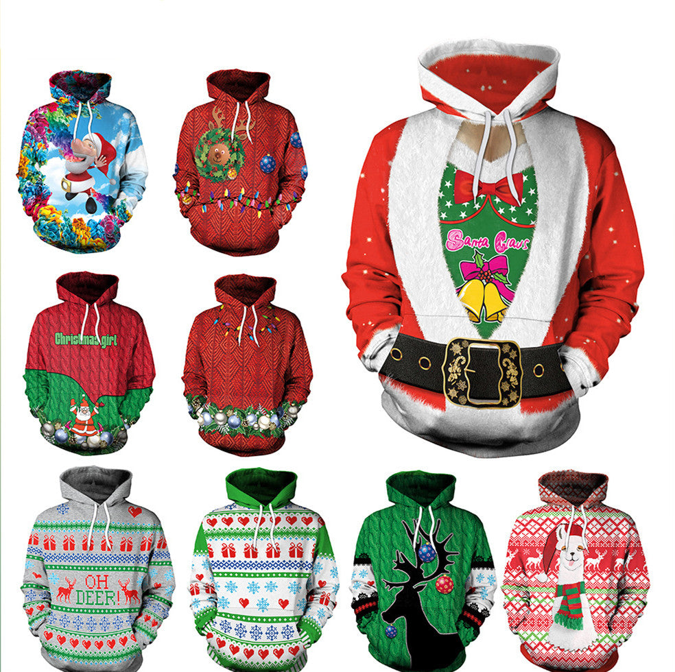 Festive Christmas Hooded Sweater Dress for Women
