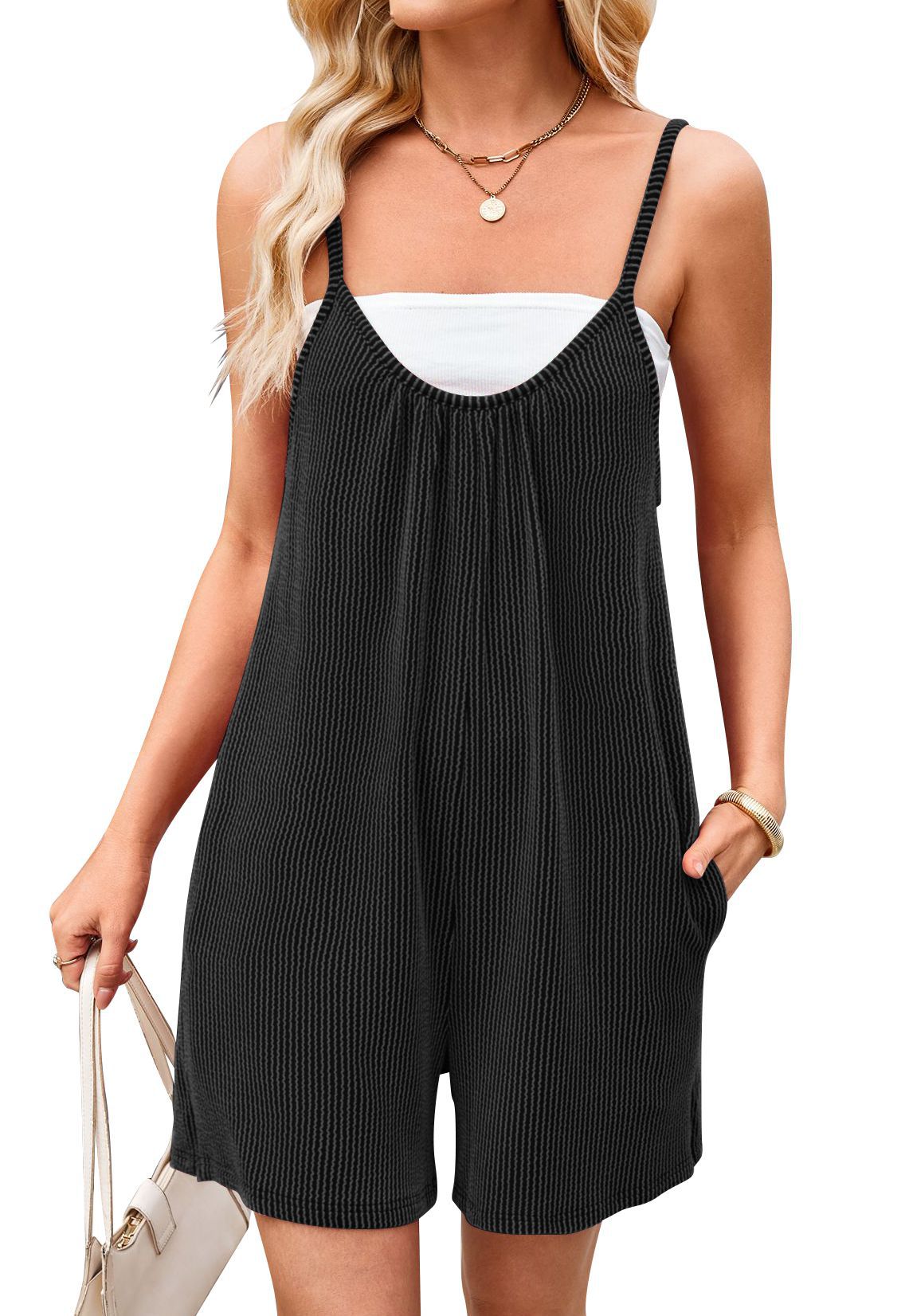 Women's Versatile Pocket Straight Jumpsuit Romper