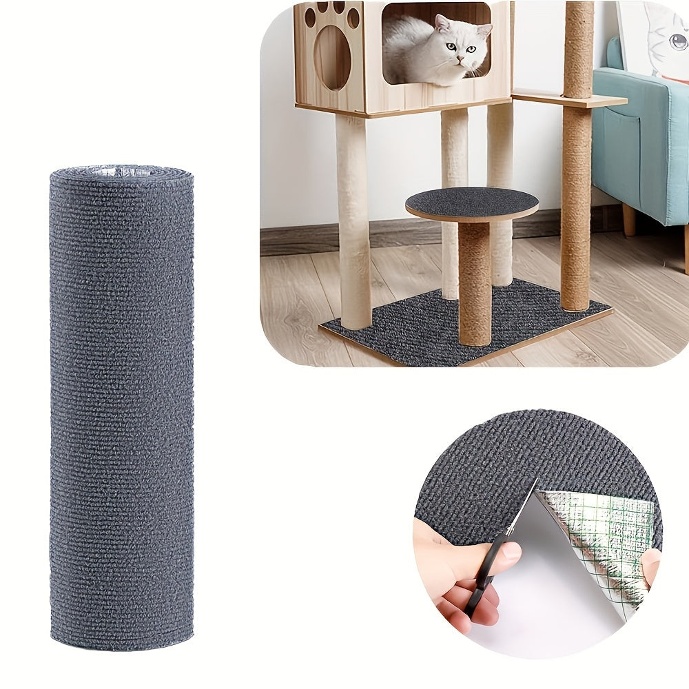 1pc Whiskerwonders Self-adhesive Cat Scratching Mat, Trim-to-fit Polyester Fiber Cat Scratch Post Carpet Replacement, Furniture Protector For Cats, Suitable For Walls And Sofa Corners