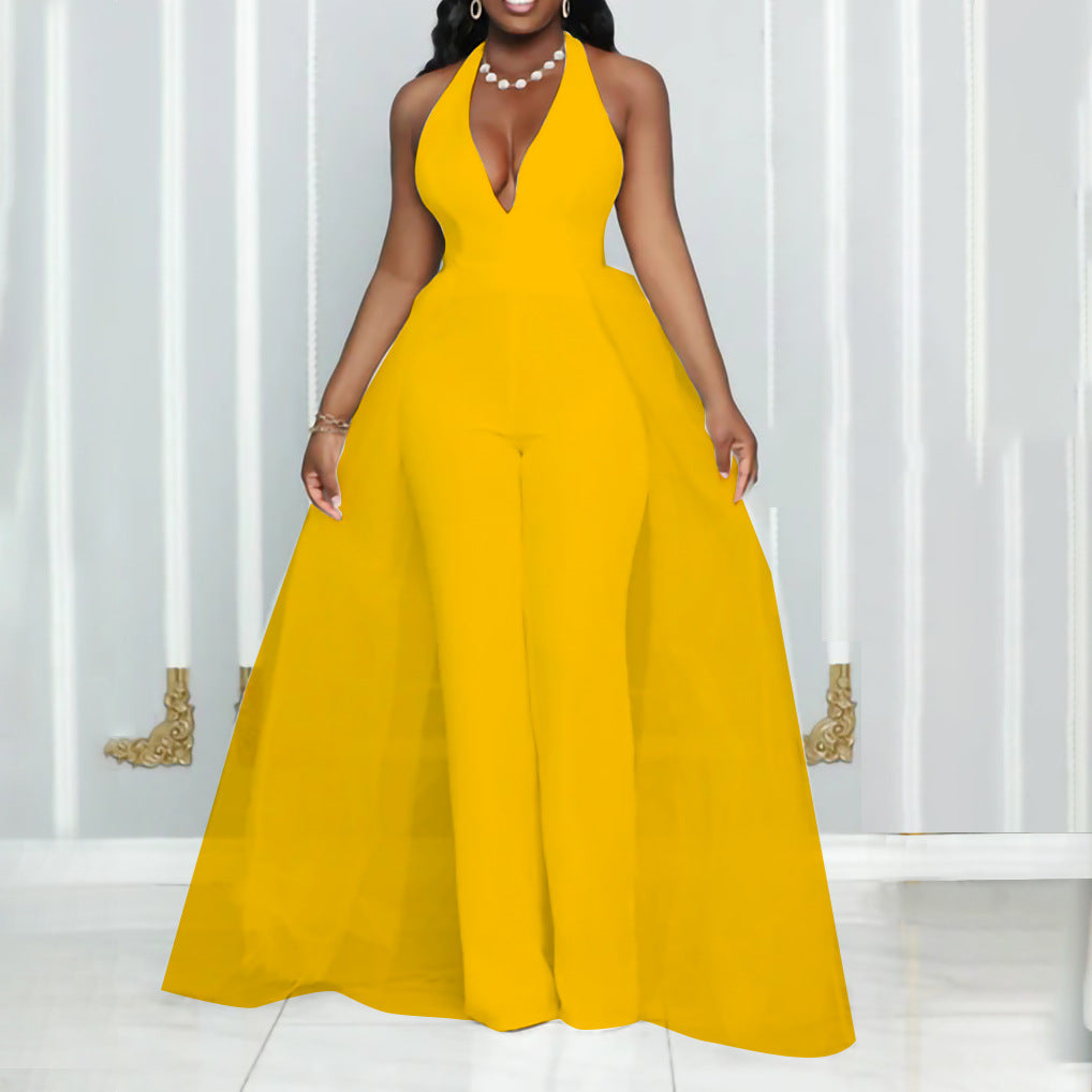 Chic Mesh Stitching Plus Size Jumpsuit
