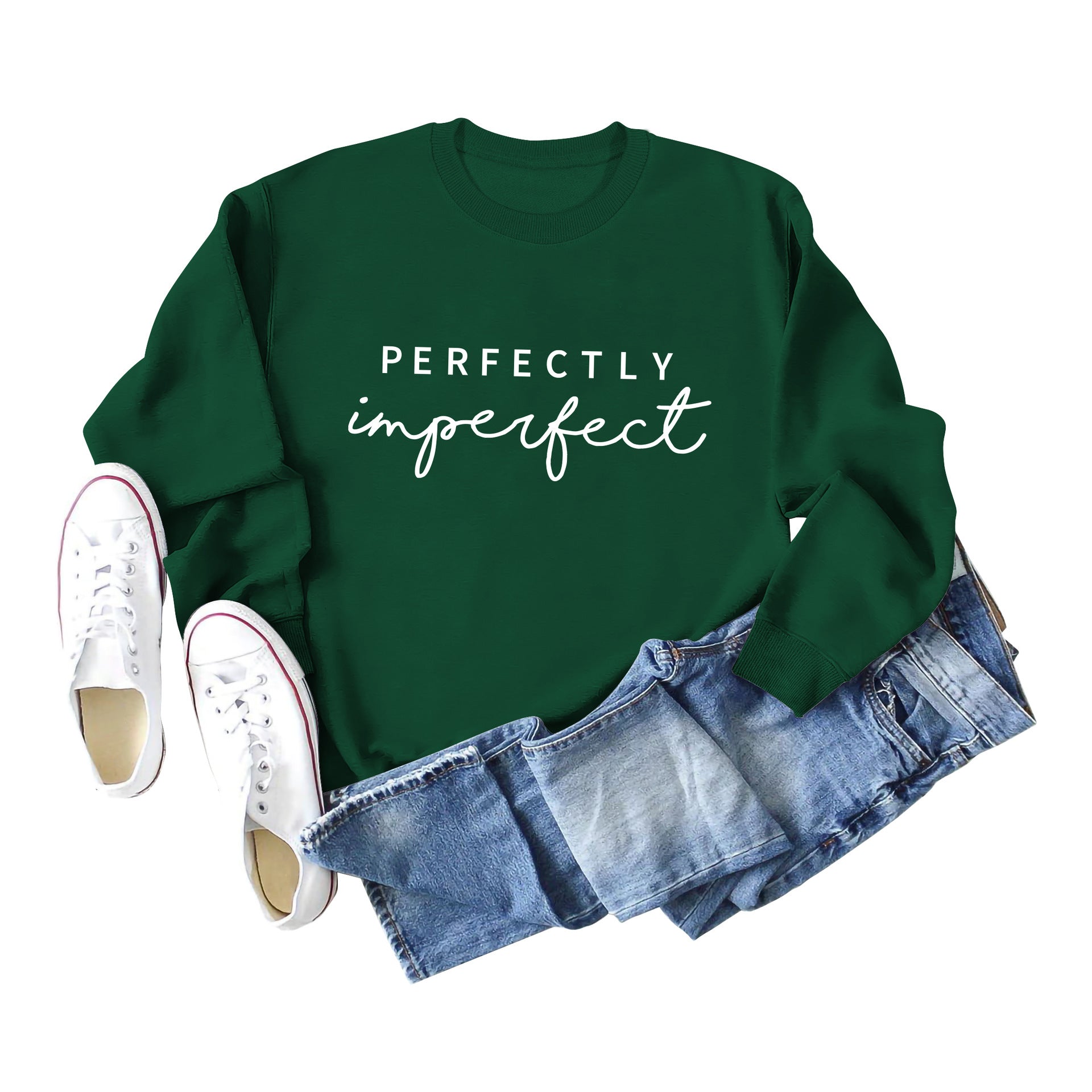 PERFECTLY Imperfect Women's Round Neck Long Sleeve Sweater