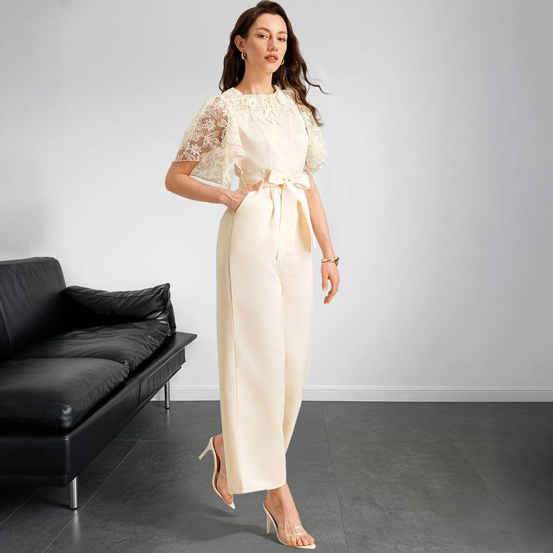 Chic Solid-Color Casual Satin Jumpsuit for Women