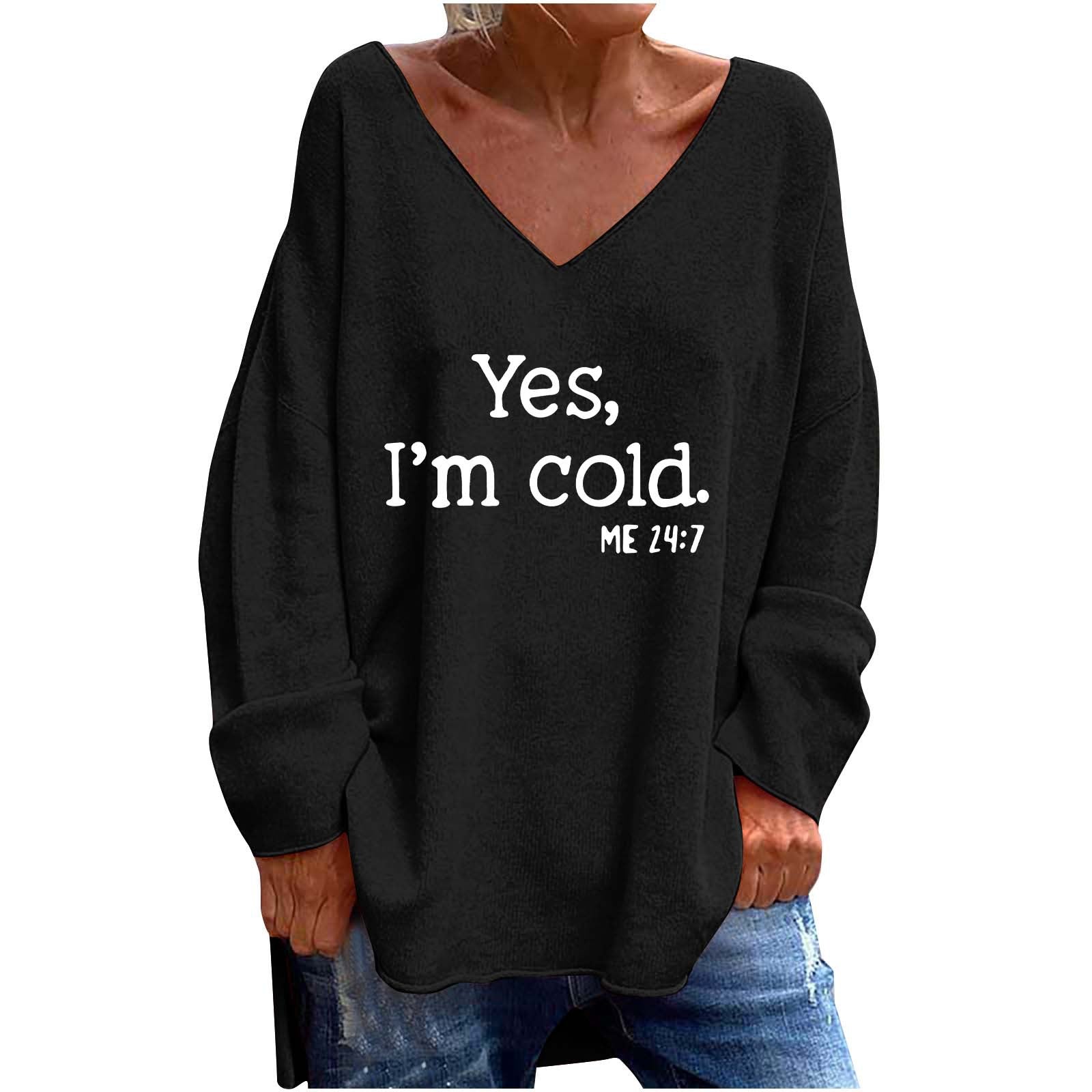 Women's V-Neck Loose Casual Long Sleeve Top