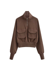 Casual Half-Zip Stand Collar Pullover Sweater Jacket