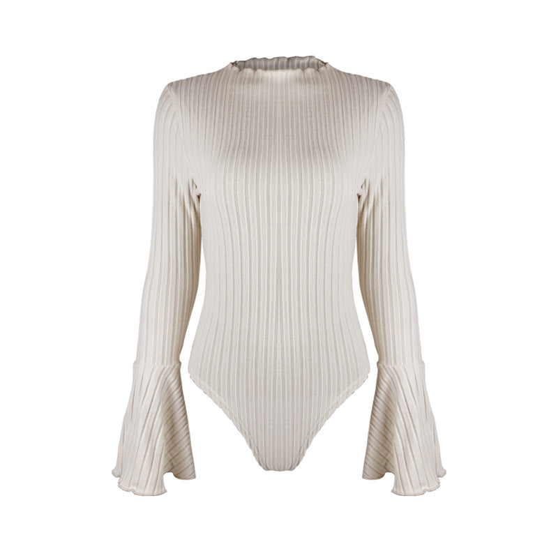 Women's Sexy Slim-Fit Flared Sleeve Knitted Jumpsuit