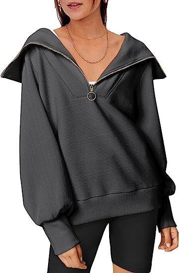 Women's Oversized Half Zipper Pullover Sweater