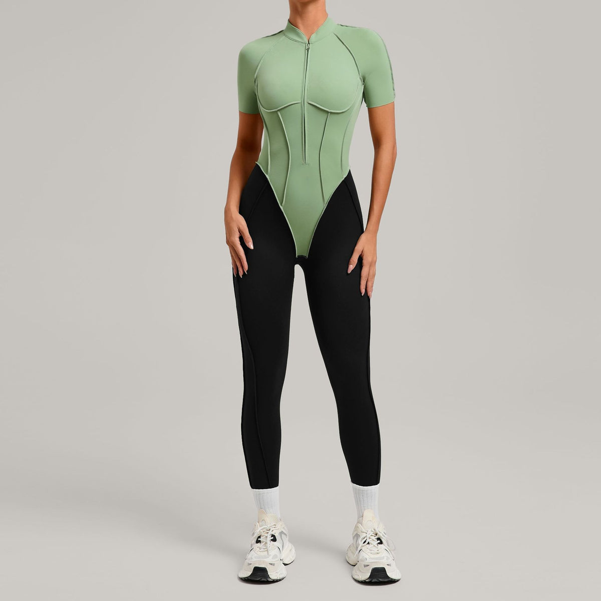 Color Block Athletic Yoga Jumpsuit for Women