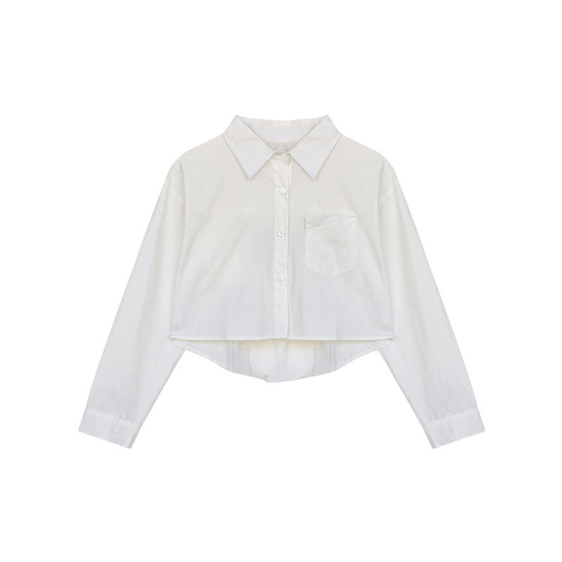 Retro Hong Kong Style Ultra Short Long Sleeve Shirt