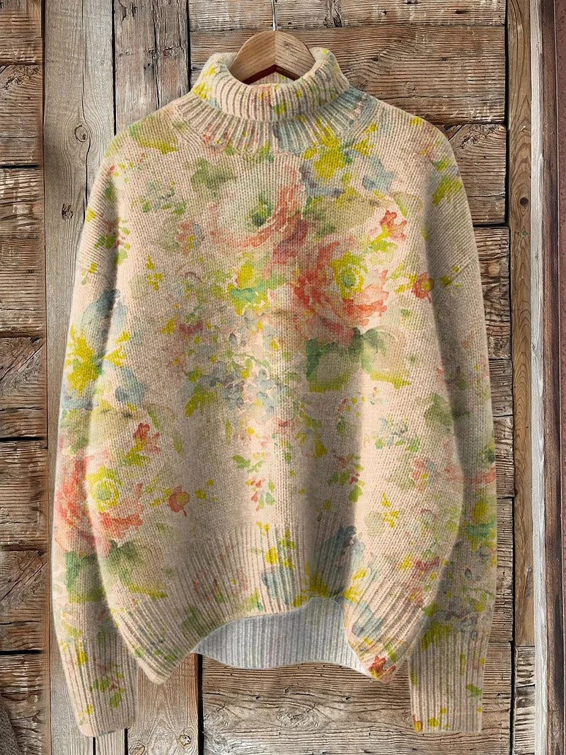 Women's New Floral Print Pullover Sweater