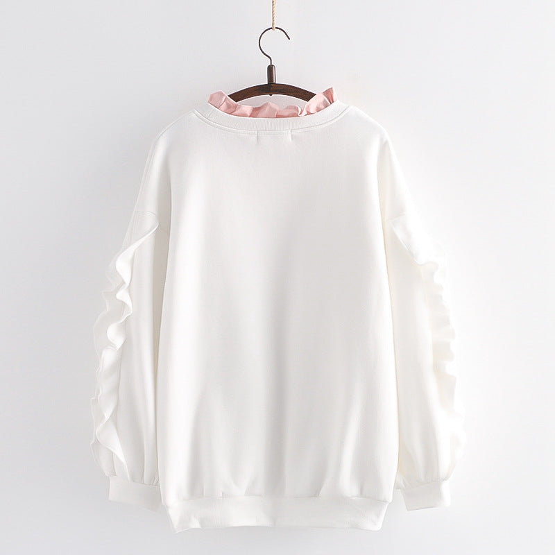 Women's Printed Long Sleeve Fleece Pullover Top