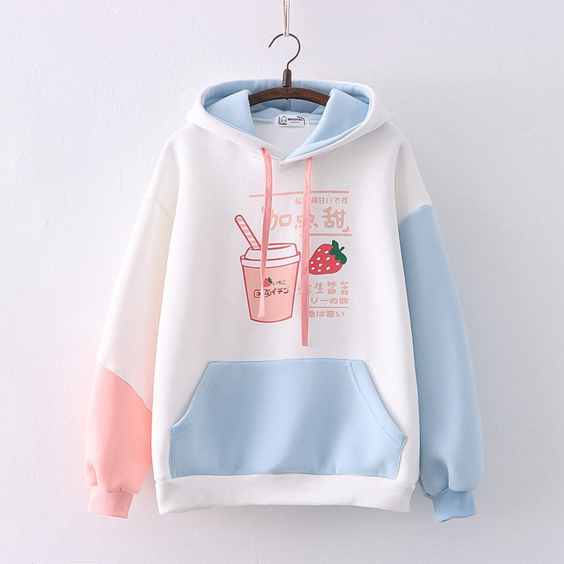 Hooded Student Plus Velvet Warm Sweater Girl