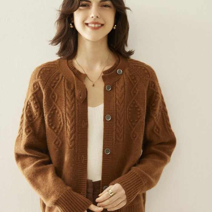 Cashmere Thick Knit Cardigan Women's Sweater