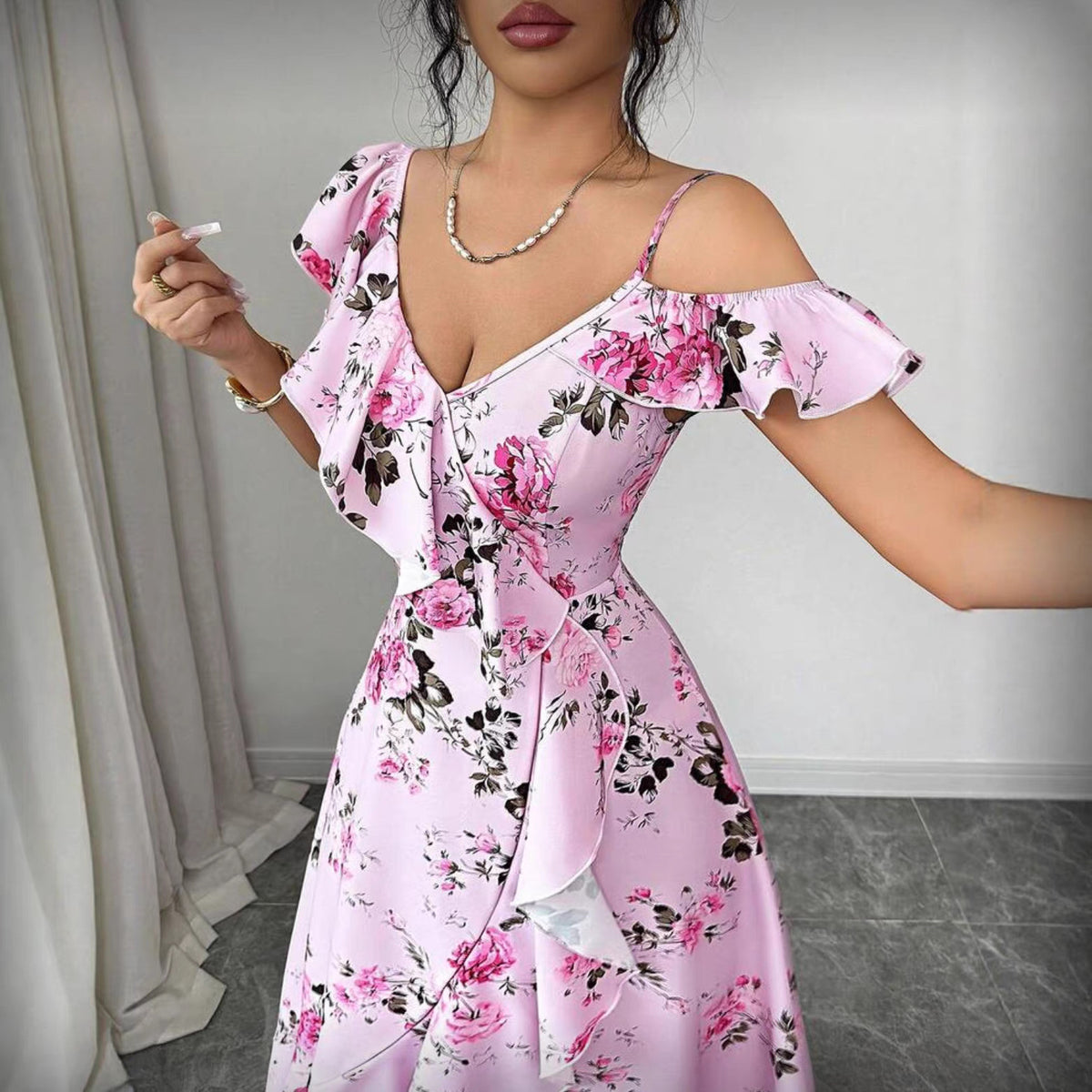 Retro Beach Vacation Boat-neckline Maxi Dress