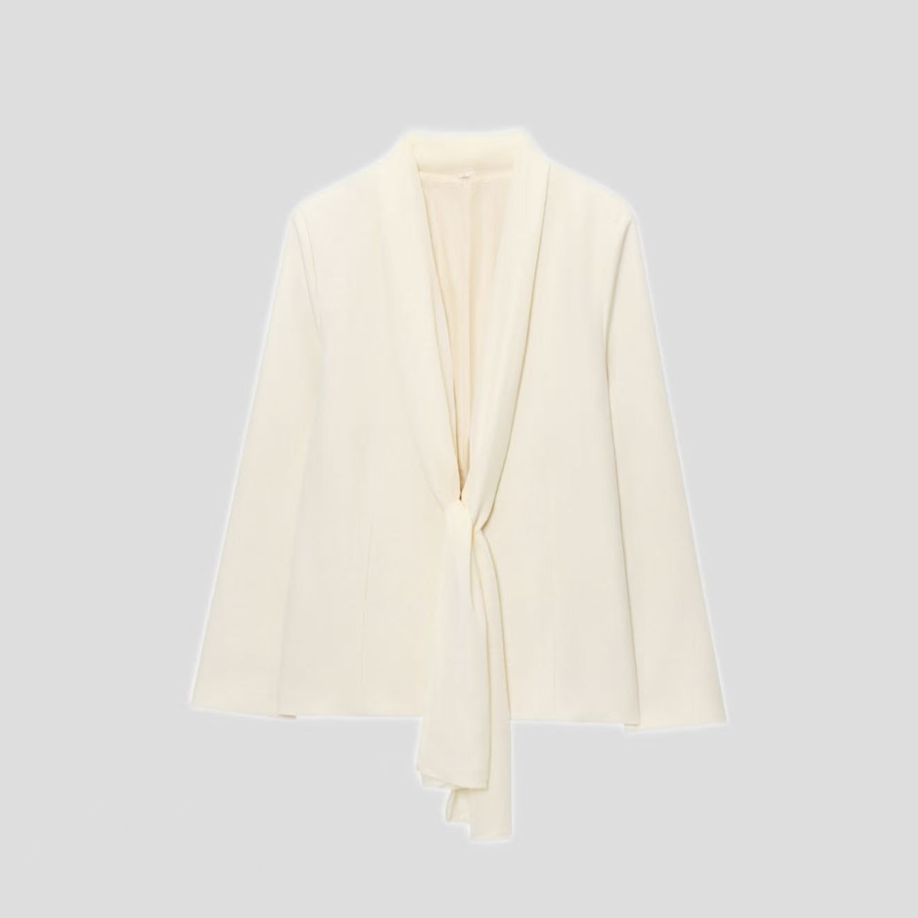 Women's Thin Scarf Turn-down Collar Coat High Waist Straight Pants