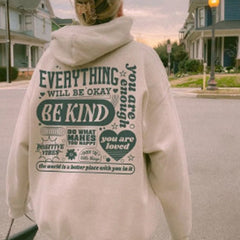 Plus Size Letter Print Loose Pullover Hoodie
