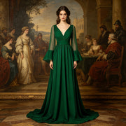 Renaissance and Medieval European Court-style Trailing Dress