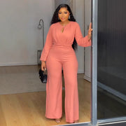 Elegant Stretch Slim Hollow-out Cinched Wide Leg Jumpsuit