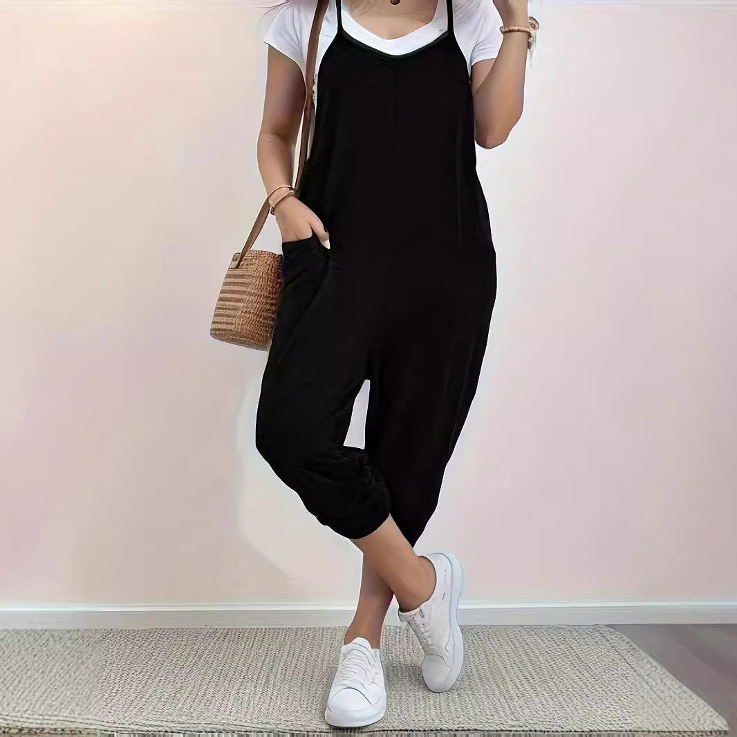 Casual Pocket Loose Jumpsuit for Women
