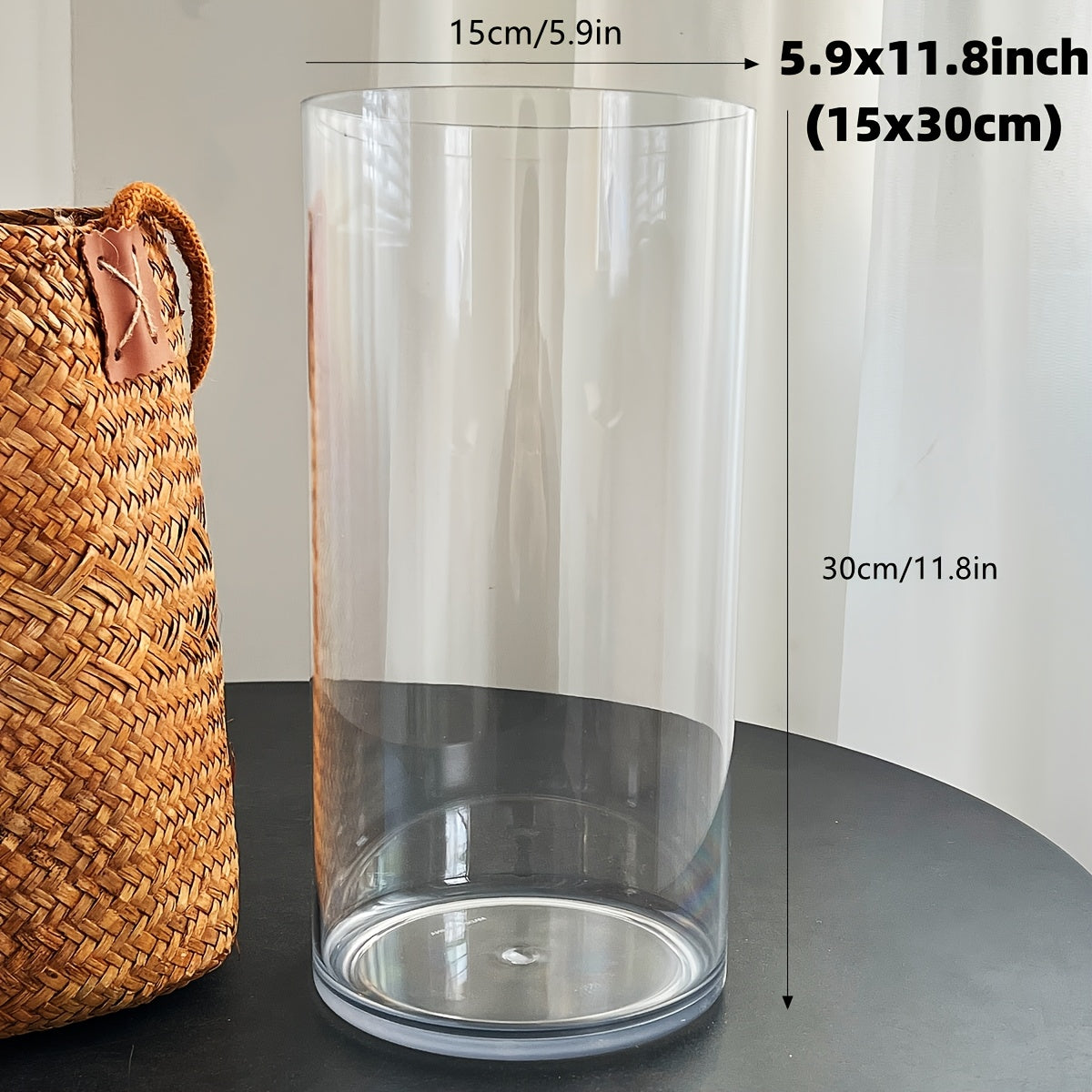 A Transparent Tabletop Vase, with a Wide Mouth of 5.9 Inches (15 Cm), Available in 5 Sizes, Made of Durable Acrylic Material, Suitable for Home Decoration in Kitchens, Living Rooms, Wedding…