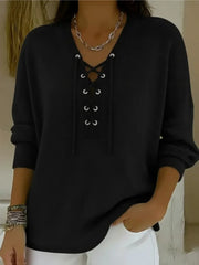 Retro Playful and Slimming V-neck Sweaterversatile and Easy to Style