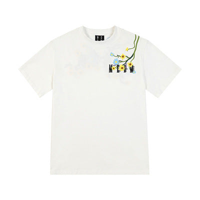 Floral Embroidered Cotton Short-Sleeve T-Shirt