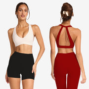 High-Performance Chest Pad Wrap Bra & Quick-Dry Workout Shorts