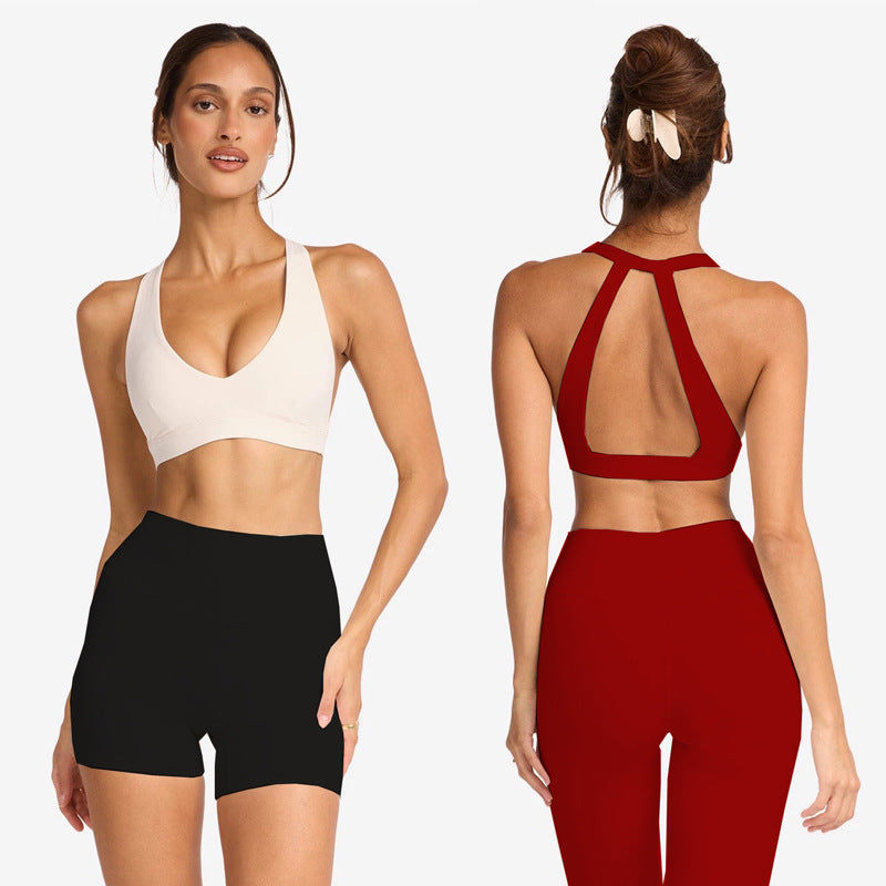 High-Performance Chest Pad Wrap Bra & Quick-Dry Workout Shorts