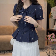 Vintage Puff-sleeve Blouse for Women's Summer Style