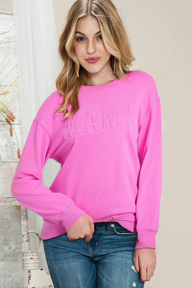 Casual Print Solid Pullover Sweatshirt