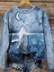 Cozy Printed Crew Neck Sweatshirt for Men & Women