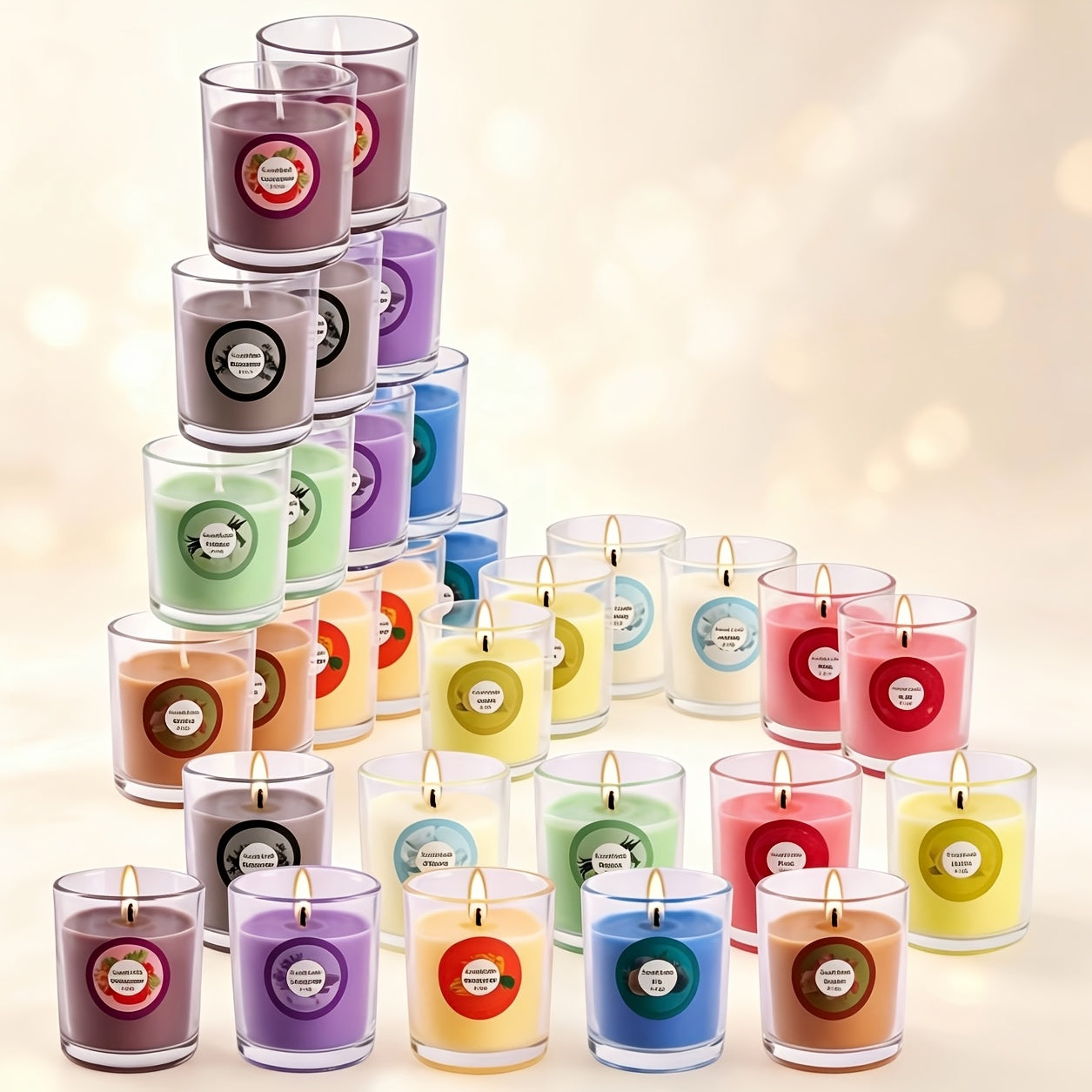 30 pcs Large Capacity Soy Wax Scented Candle Gift Set – Smokeless, Long-Lasting Fragrance for Home Décor