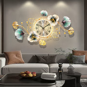 Modern Golden Metal Wall Clock with Light - Silent 3D Creative Decorative Clock for Living Room, Bedroom, Dining Room, Entryway, Large, Wall Art