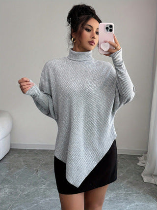 Womens Elegant Asymmetric Knitted Sweater