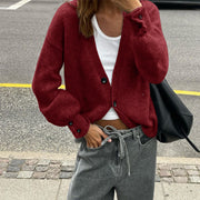Fashionable Multi-color Sweater with Long Sleeves and Buttons for Women