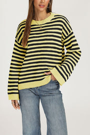 Loose-fitting Striped Knit Top Sweater for Women