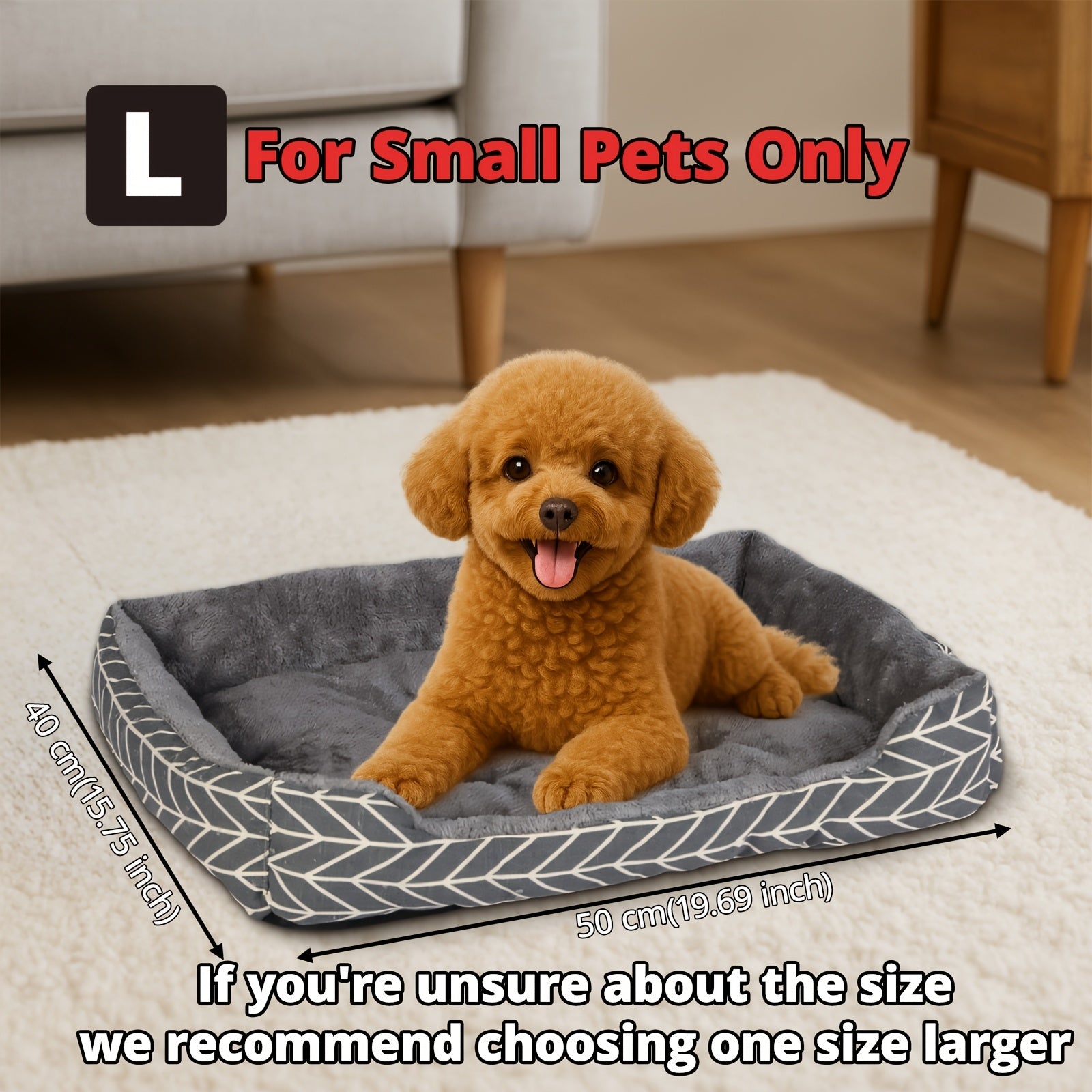 Comfortable Gray Plaid Cat and Dog Pet Bed - Soft Polyester, No Assembly Required, Warm Winter Square Mat, Suitable for Small to Medium Dog Breeds Available in 4 Sizes