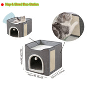 Multi-level Cat House With 2-tier Beds, Toy Tunnel & Plush Hanging Ball - Foldable Sofa, Scratching Post  Durble Nylon Frame And Soft Canvas For All Seasons