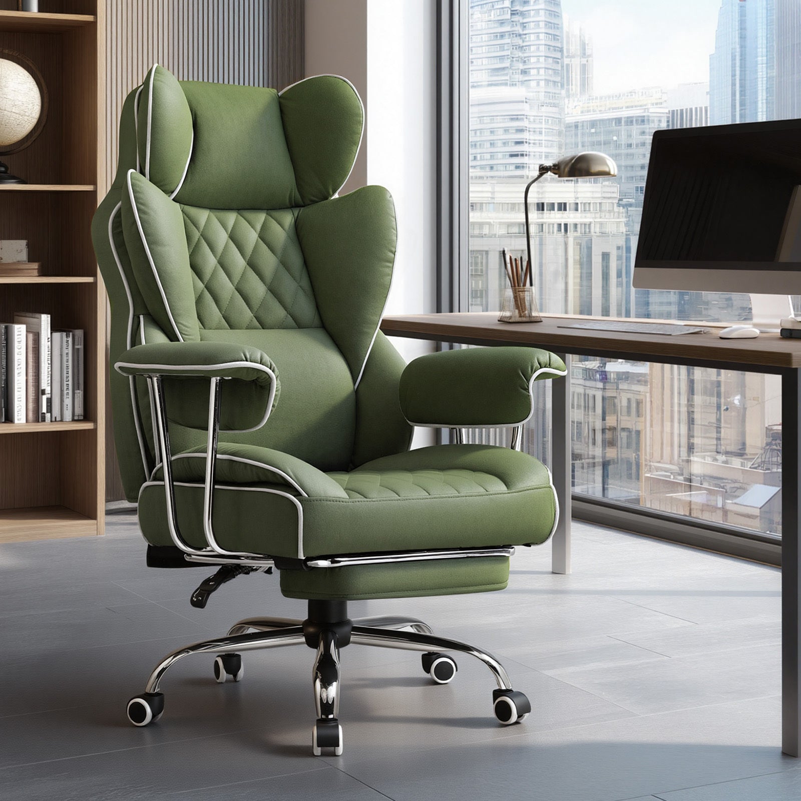 Wide Executive Office Chair with Lumbar Support and Adjustable Height