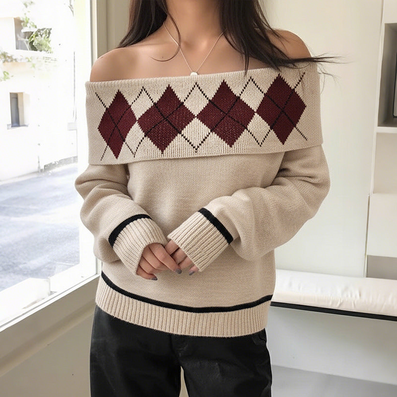Sexy and Elegant Off-the-shoulder Loose Sweater
