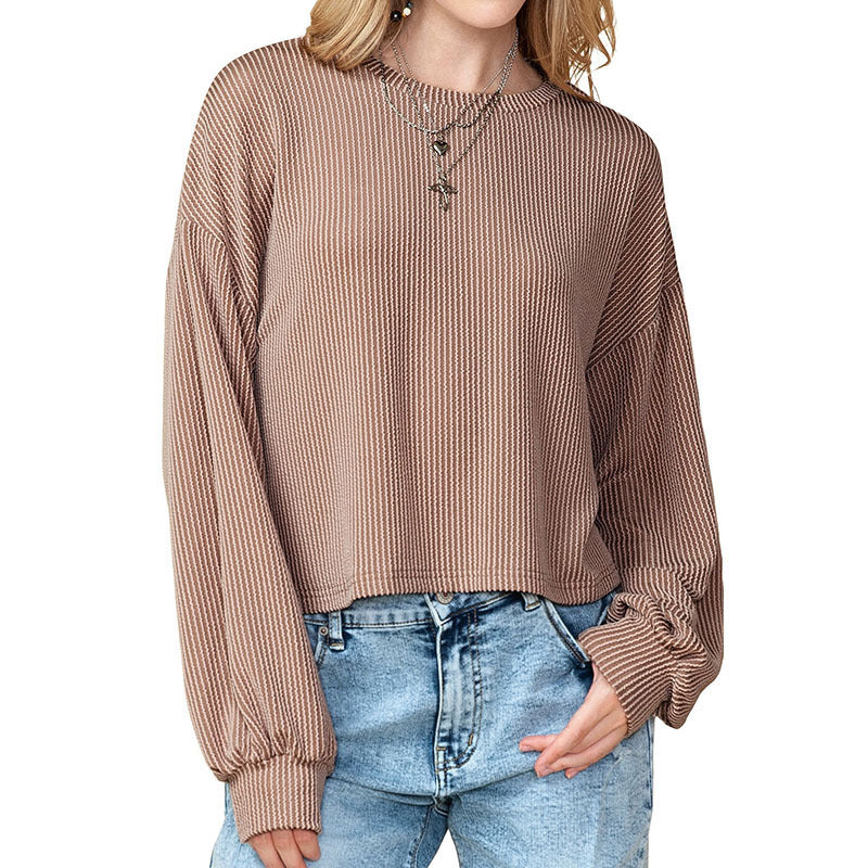 Cozy Drop-Shoulder Solid Pullover Sweatshirt
