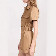 Elegant Pocketed Waistband Workwear-style Jumpsuit