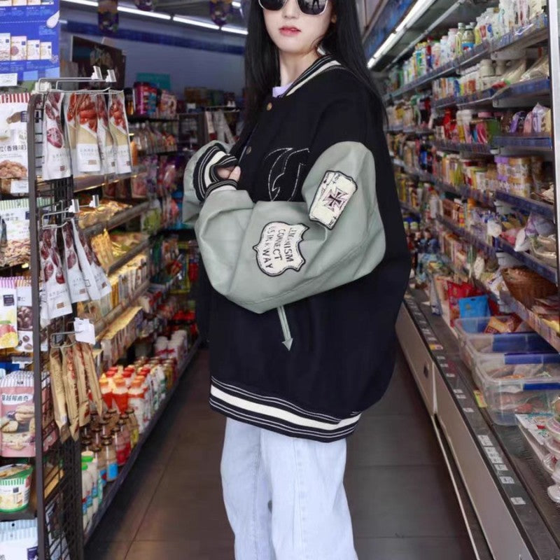 Unisex Colorblock Wool Lapel Coat