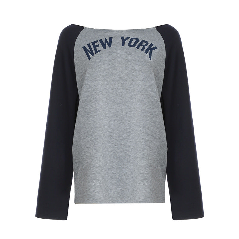 Contrast Letter Print Street Style Casual T-Shirt