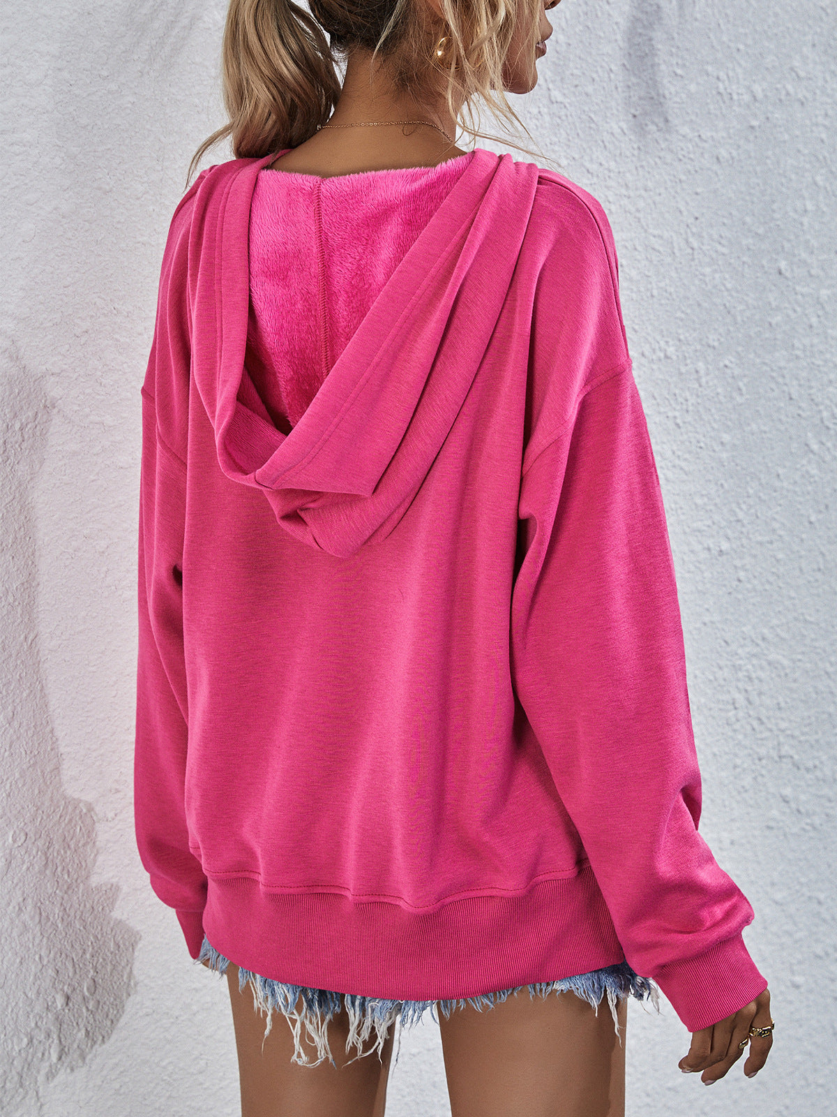 Women's Cozy Candy Color Casual Long Sleeve Sports Hoodie
