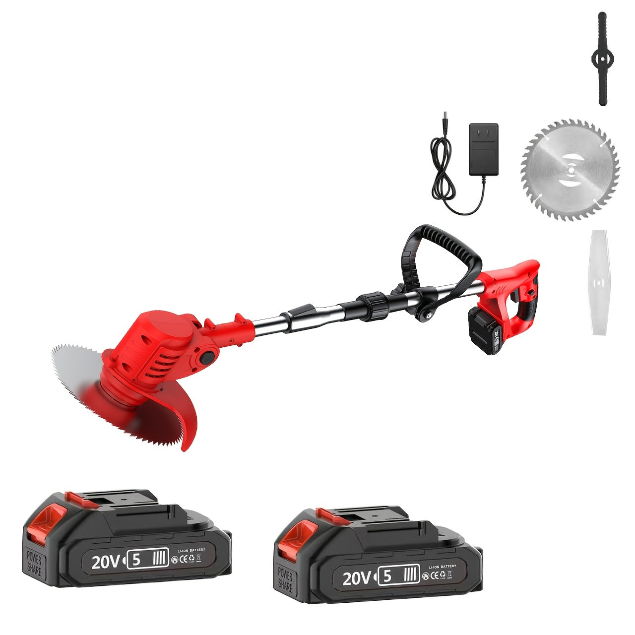 Portable Cordless 3‑in‑1 Electric Lawn Mower, Trimmer & Edger with Adjustable Height, Rotating Head, 3 Blades and Dual Lithium Batteries