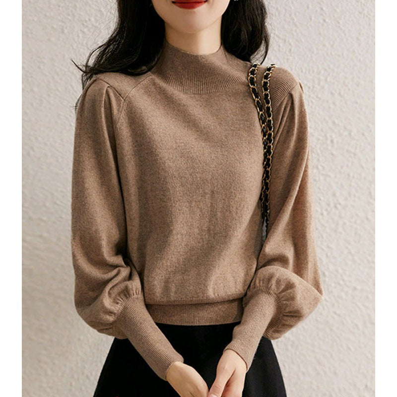 Womens Half-neck Knit Sweater for Layering
