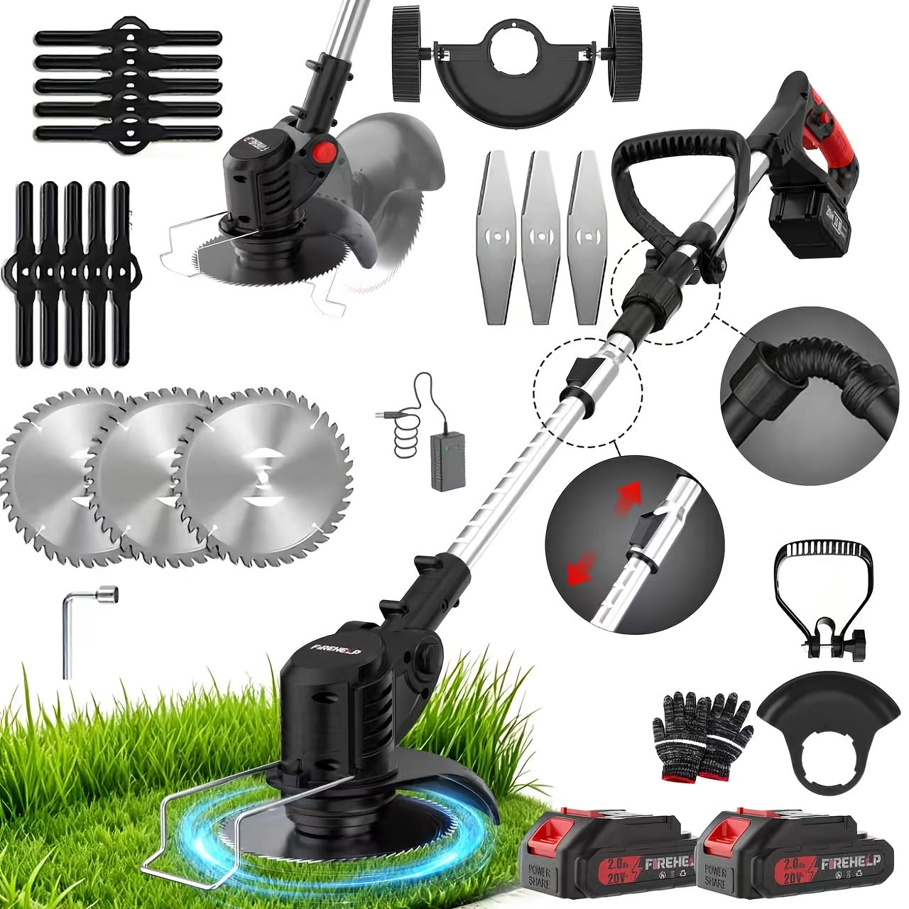 21V Lithium‑Ion Lawn Mower & Electric Trimmer Combo with Two 4.0 Ah Batteries and Fast Charger