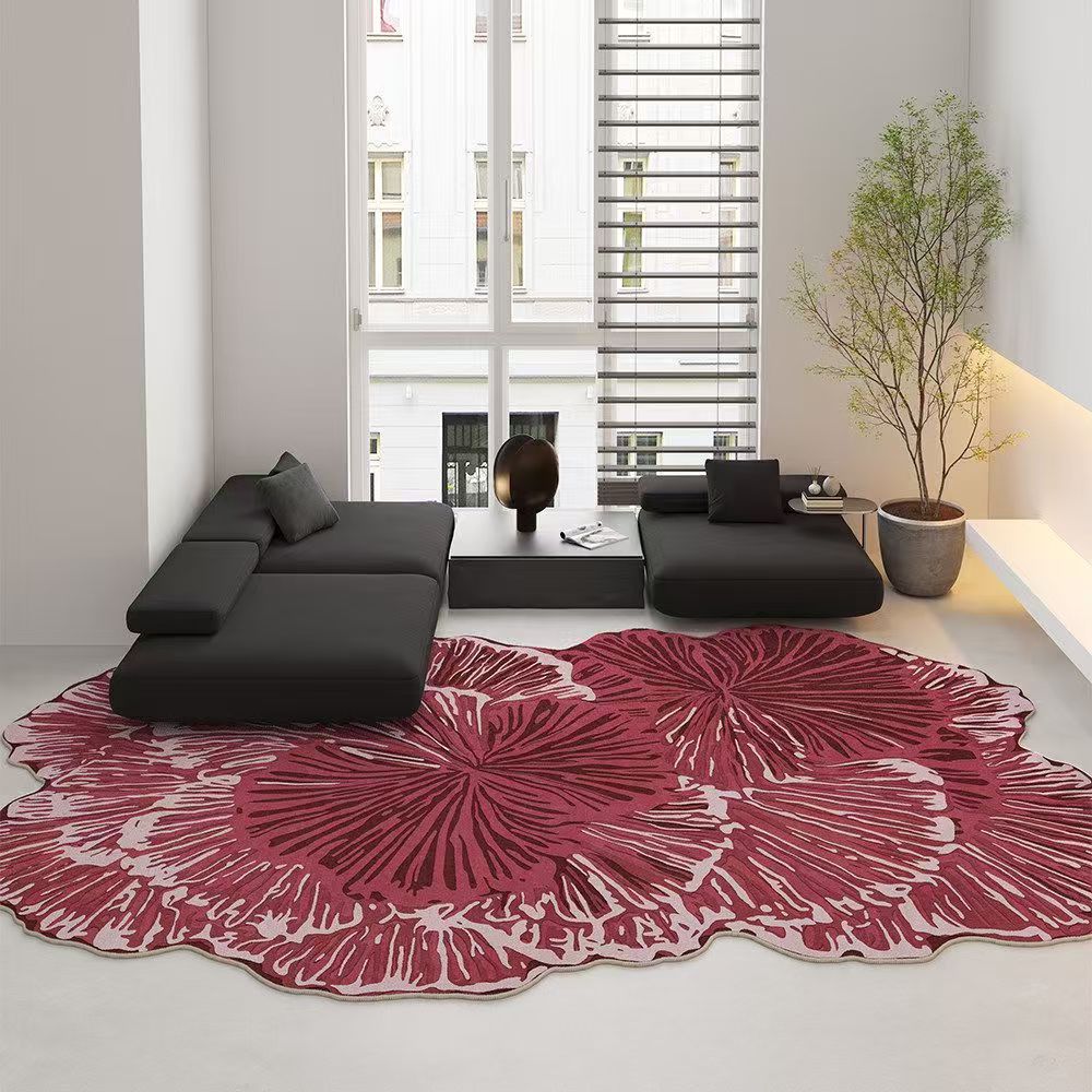 Living Room Rug Pink Shaped Cashmere Like Foot Mat