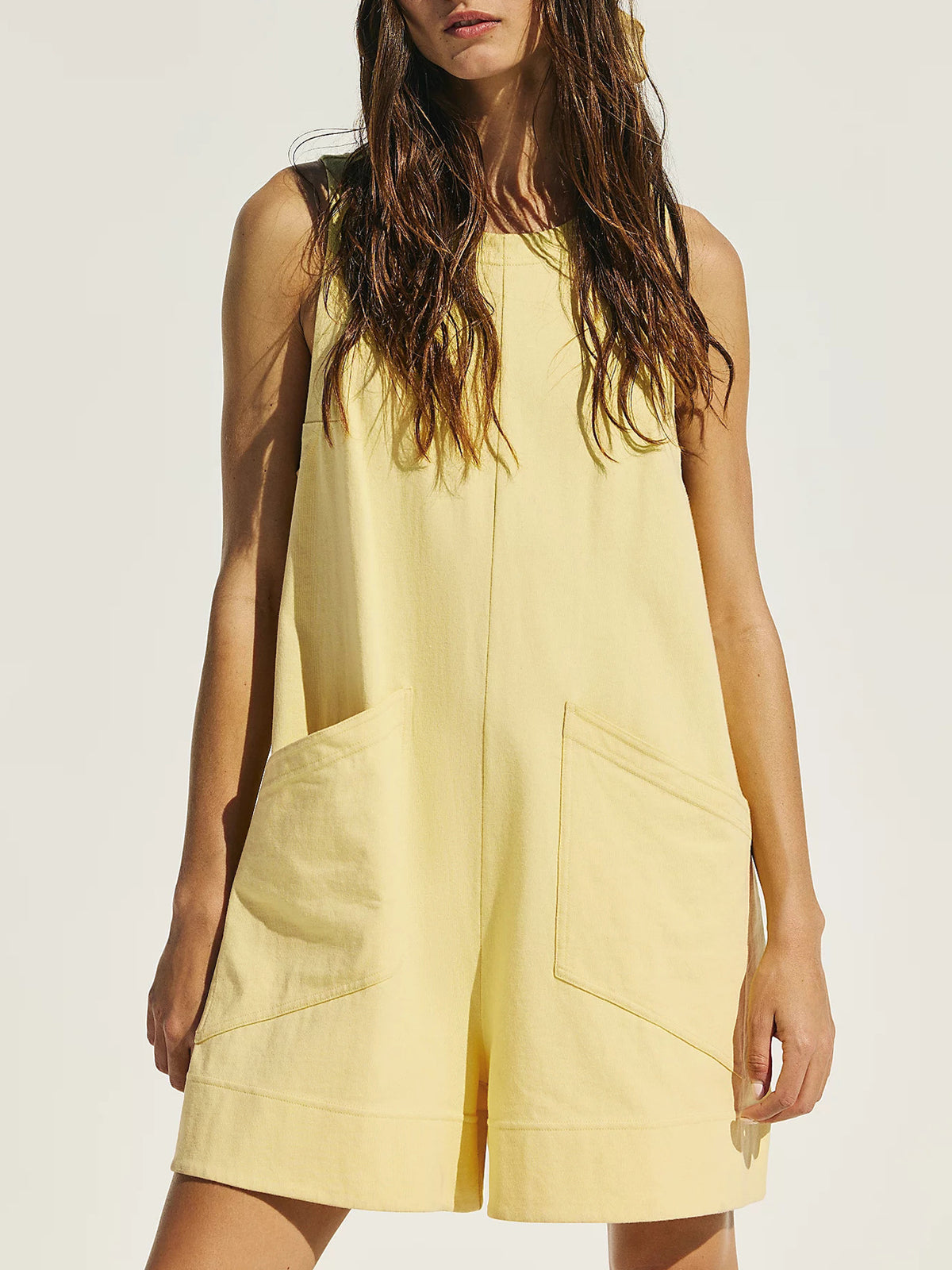 Women's Casual Cotton Linen Vest Romper Shorts