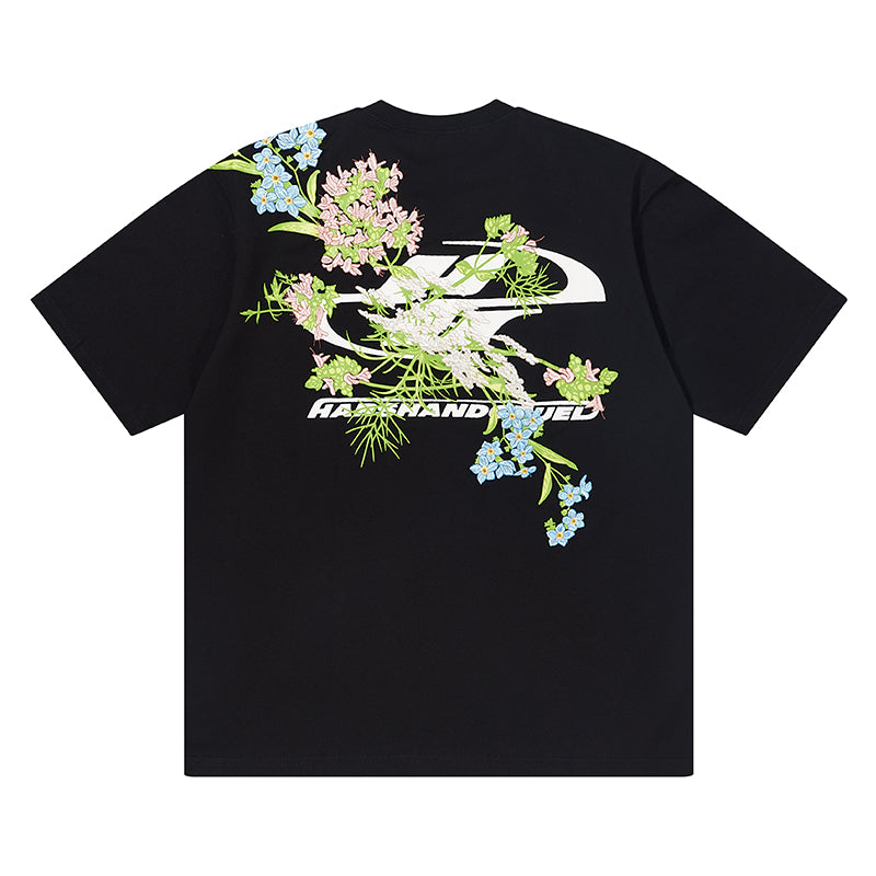 Floral Embroidered Cotton Short-Sleeve T-Shirt